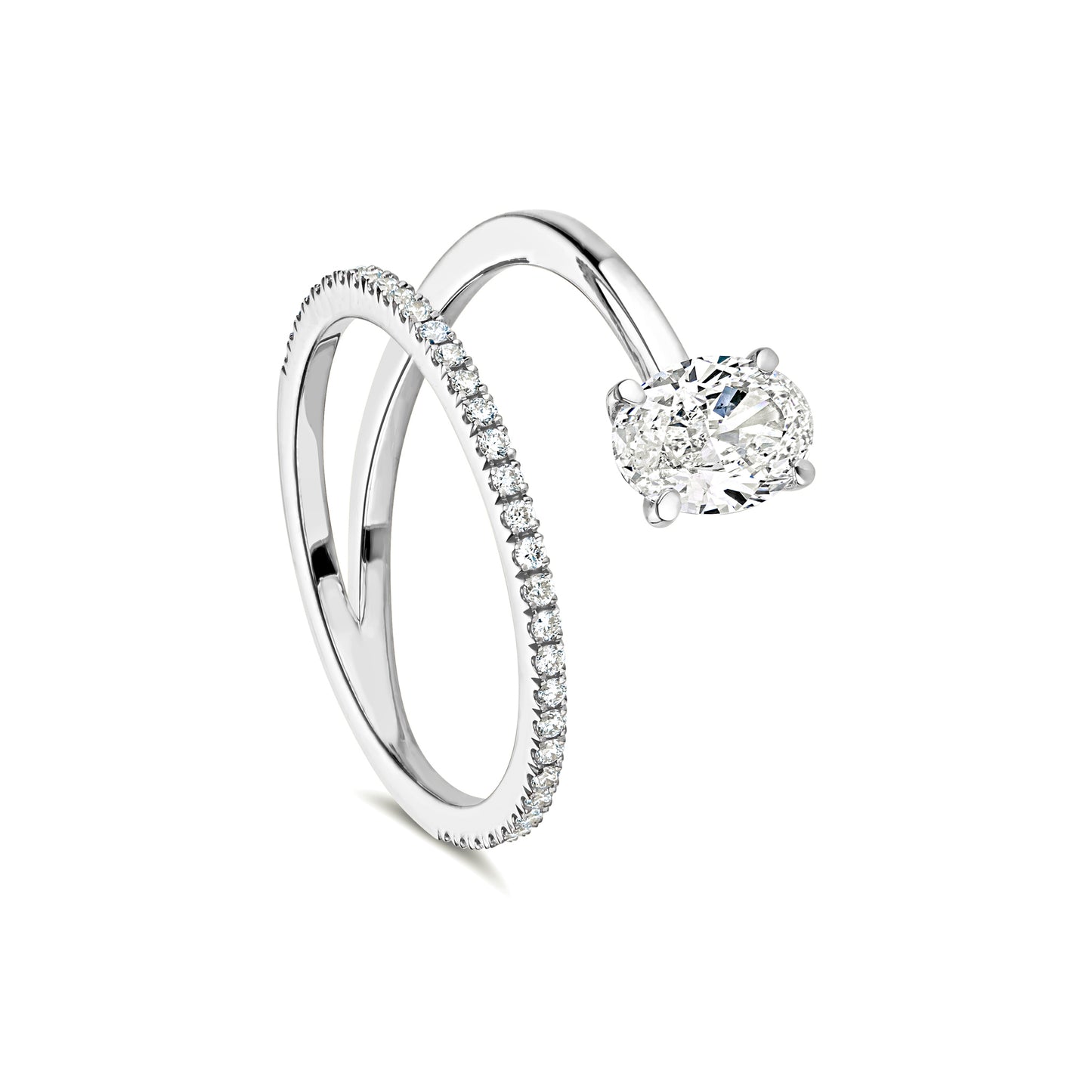 Oval-cut Diamond Twist Ring